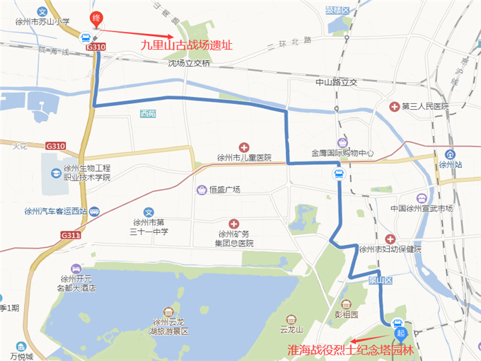 淮海战役烈士纪念塔园林到园九里山古战场遗址怎么去有多远